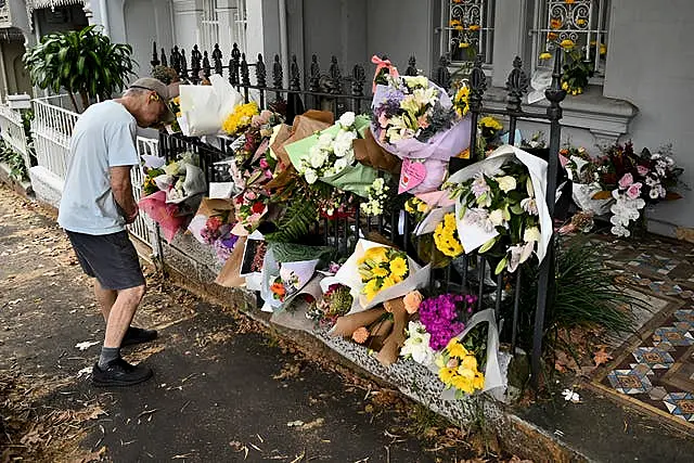 Floral tributes in Sydney at the home of Jesse Baird 