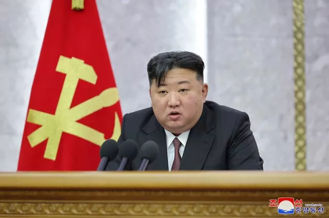North Korean leader Kim Jong Un delivers a speech during a meeting of Central Committee of the Workers’ Party of Korea in Pyongyang