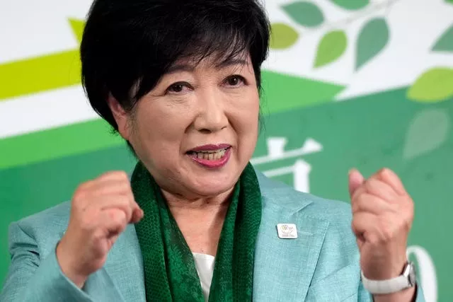 Tokyo Governor Yuriko Koike celebrates