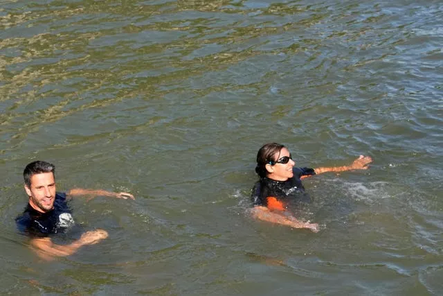 Paris Mayor Anne Hidalgo swims in the Seine river 