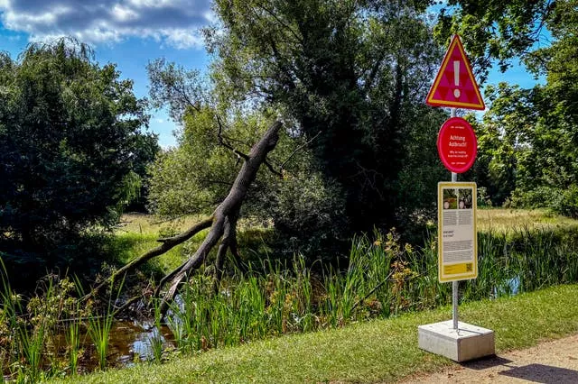 Signs explaining the problem with the trees