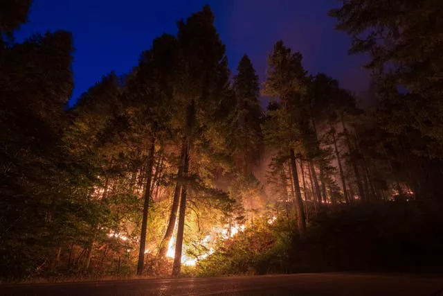 The Park Fire burns along Highway 32