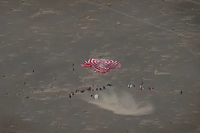 The capsule of the Shenzhou-17 manned spaceship touches down