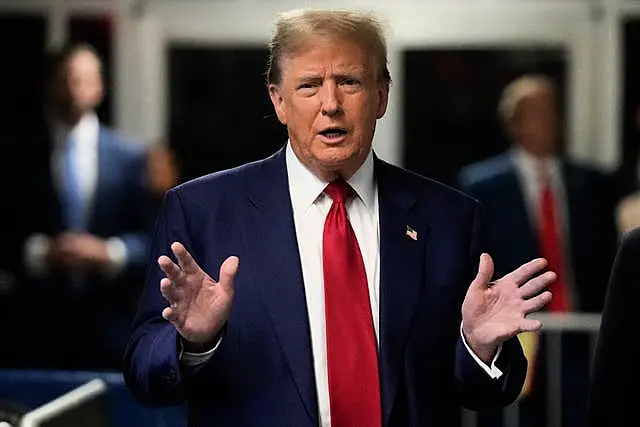 Trump told reporters outside the court that 'the case should never have been brought' (Seth Wenig/AP) Trump Hush Money