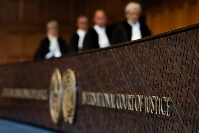 Judges enter the International Court of Justice