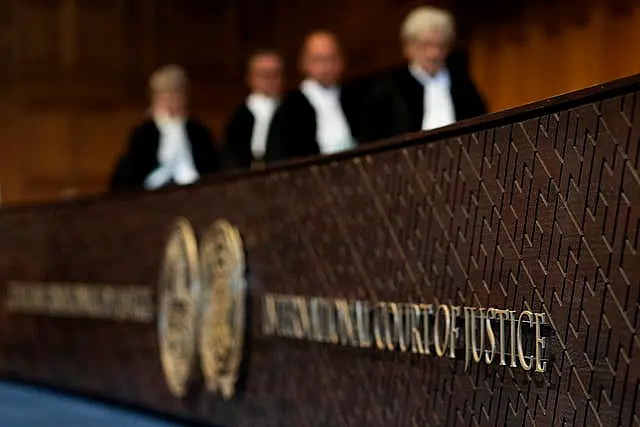 Judges enter the International Court of Justice