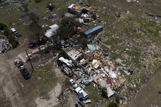 Destroyed homes in Valley View, Texas