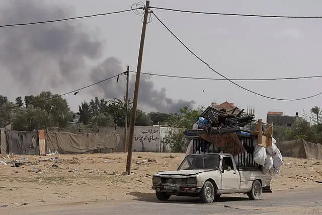 Palestinians fleeing from the southern Gaza city of Rafah during an Israeli ground and air offensive in the city