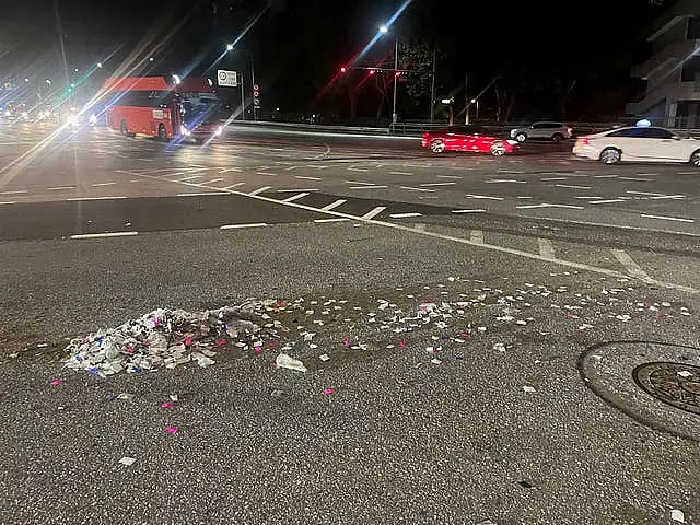 Rubbish from a balloon presumably sent by North Korea, in Seoul, South Korea