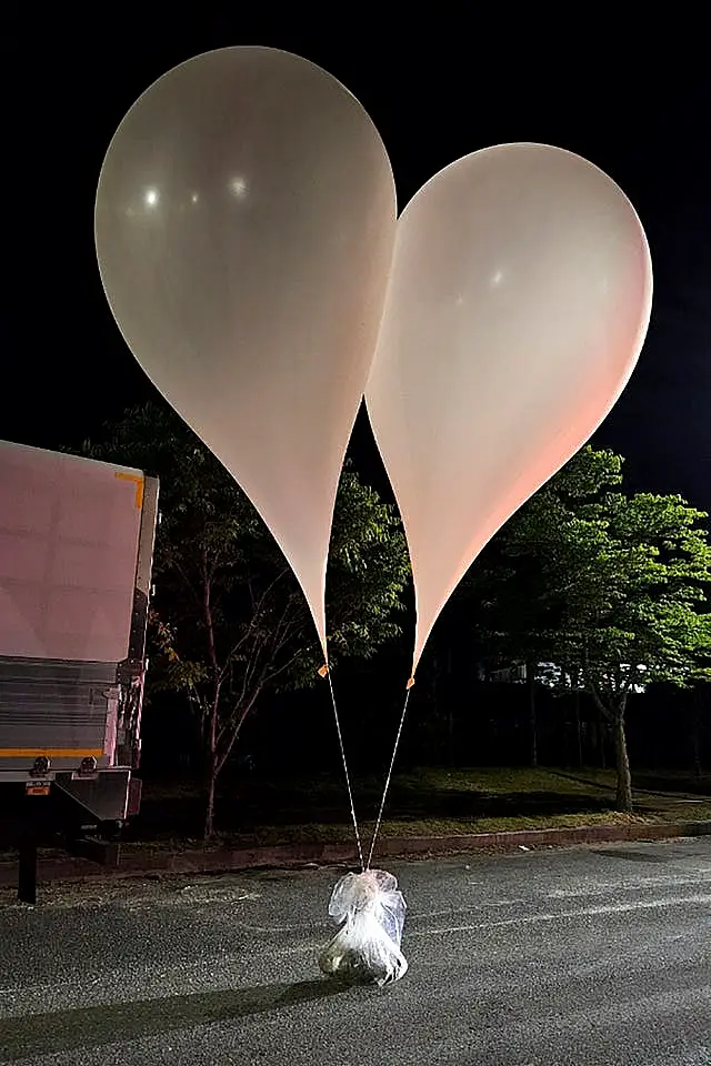 Balloons with rubbish presumably sent by North Korea, in South Chungcheong Province, South Korea