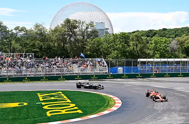 Charles Leclerc and Lewis Hamilton in practice at the Canadian Grand Prix