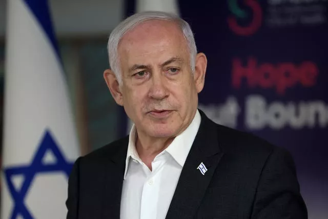 Israeli Prime Minister Benjamin Netanyahu speaks during a news conference 