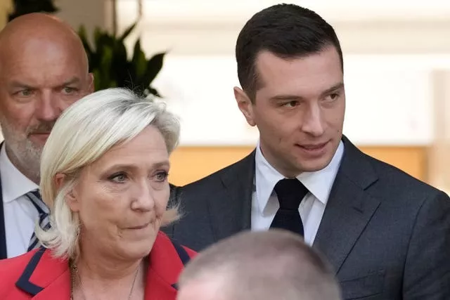 National Rally president Jordan Bardella with far-right leader Marine Le Pen