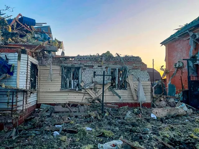 A damaged house after shelling by the Ukrainian side in the city of Sudzha