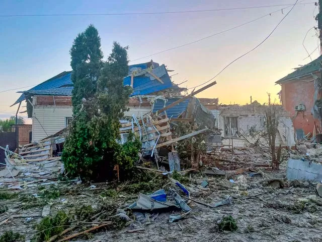 A damaged house after shelling by the Ukrainian side in the city of Sudzha, Kursk region