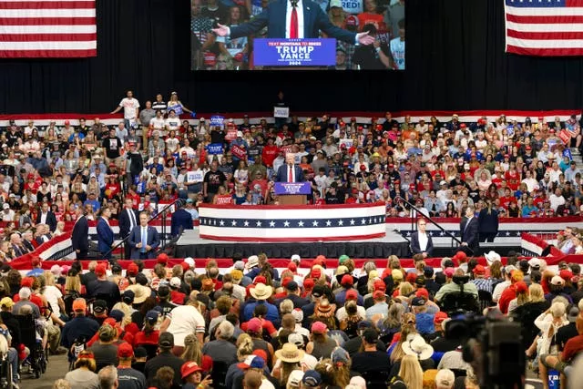 Trump speaks to a large crowd