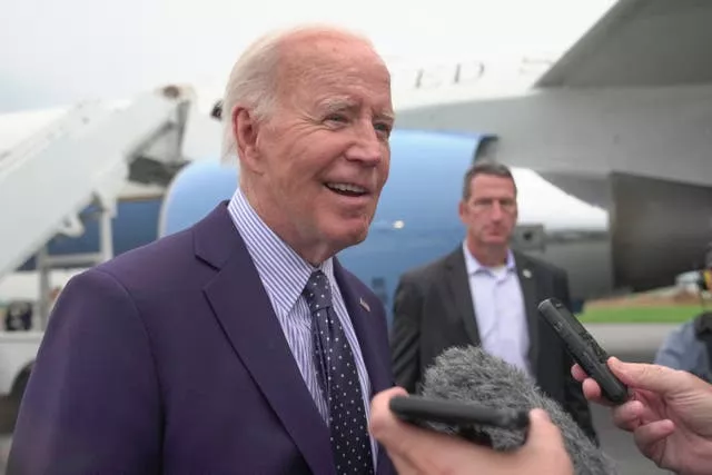 President Joe Biden speaks to reporters