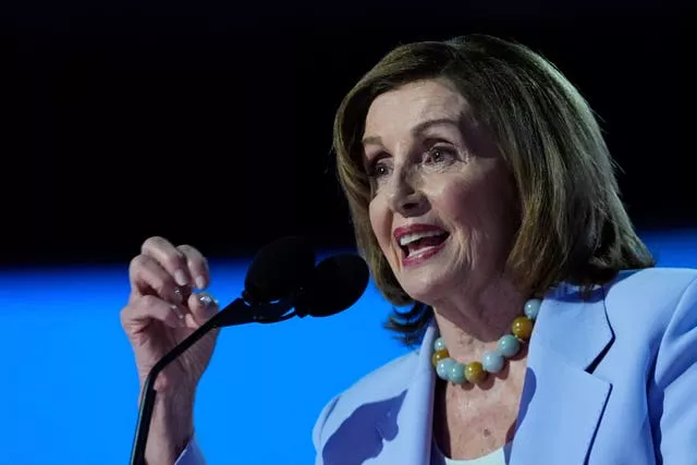 Former House Speaker Nancy Pelosi addresses the Democratic National Convention