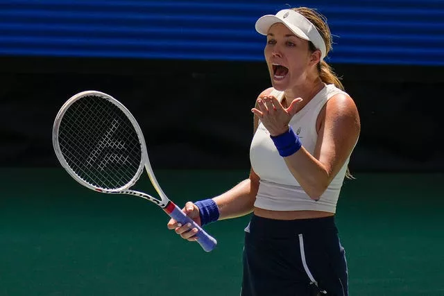 Danielle Collins reacts at the US Open