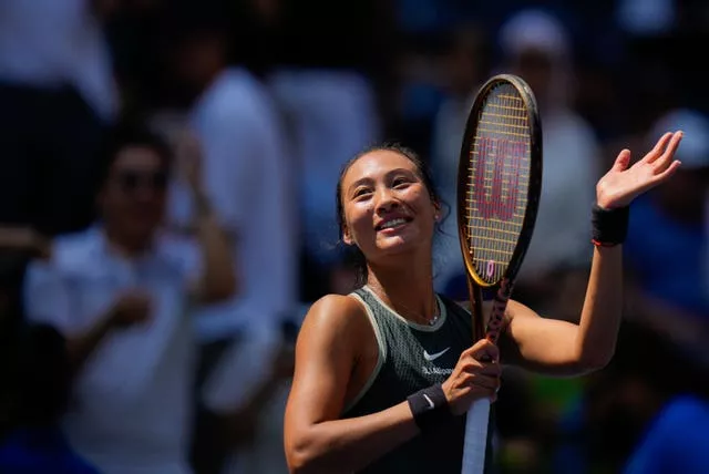 Qinwen Zheng reacts at the US Open 