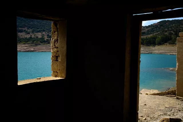 Inside a ruined building