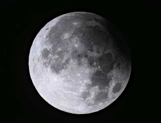 Supermoon seen over Brandenburg, Biegen, Germany