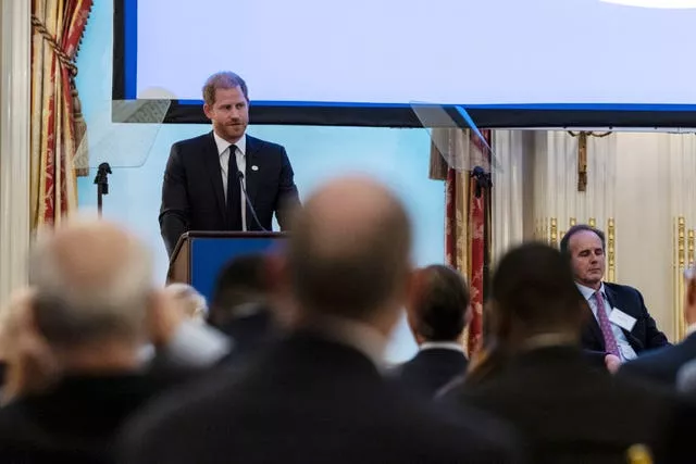 The Duke of Sussex speaks to an audience