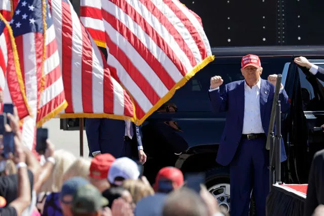 Republican presidential nominee Donald Trump at a campaign event at Wilmington International Airport in Wilmington, North Carolina