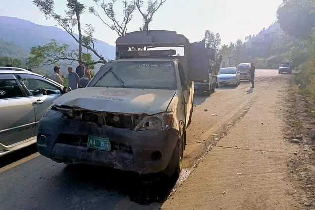 The damaged convoy vehicle