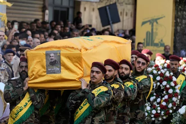 The funeral of Hezbollah drone commander Mohammed Hussein Surour