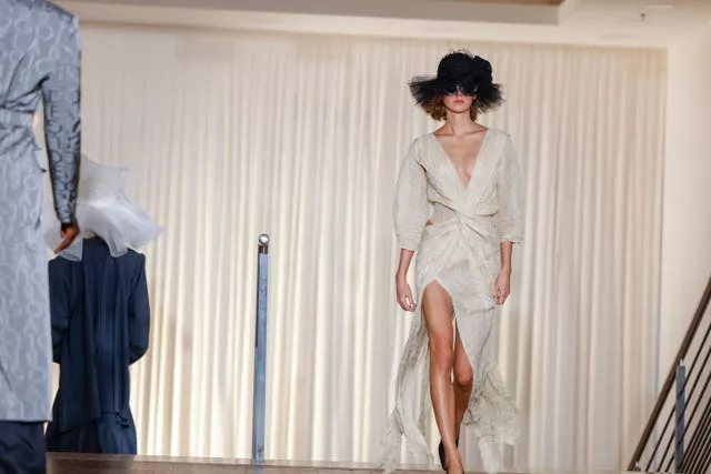 A model wears a creation as part of the Vivienne Westwood Spring/Summer 2025 collection 