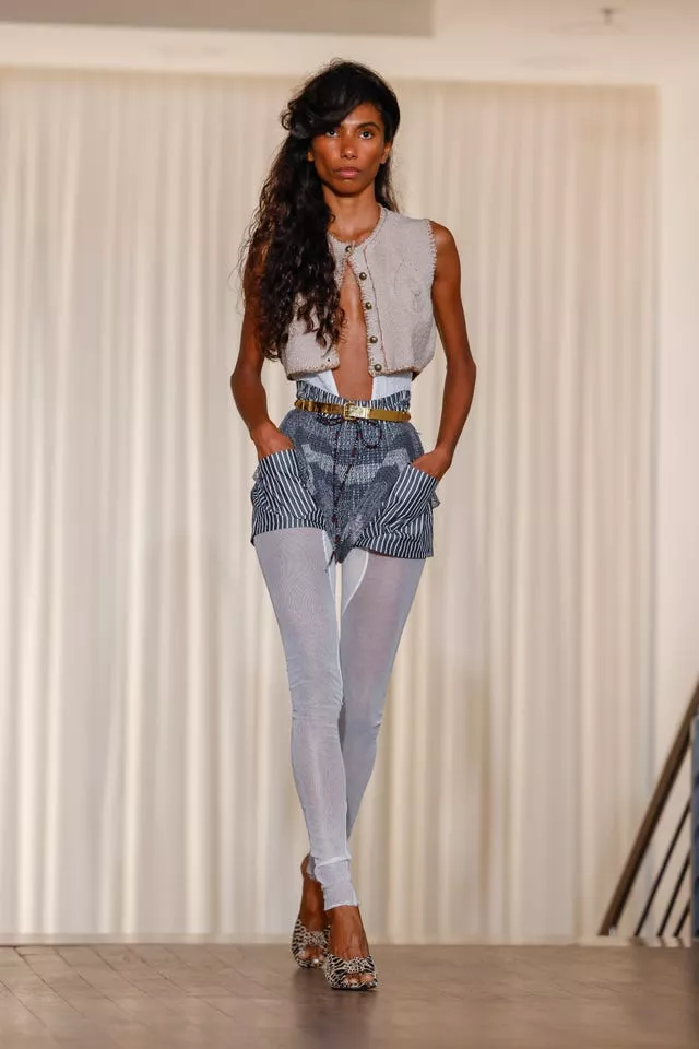 A model wears a creation as part of the Vivienne Westwood Spring/Summer 2025 collection