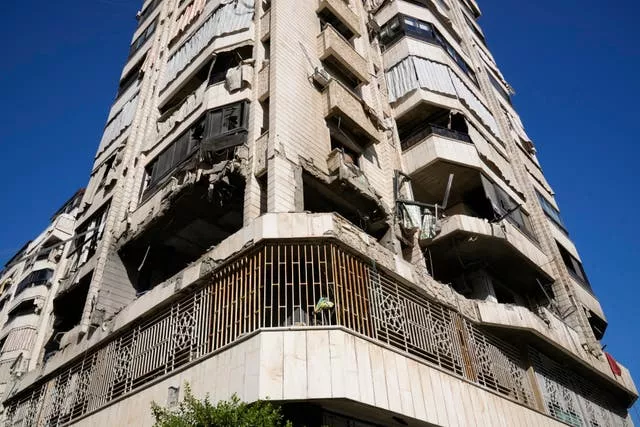 A destroyed apartment building