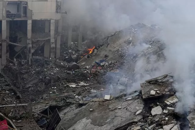 Smoke rises from the site of an Israeli airstrike in Beirut’s southern suburb, in Lebanon 