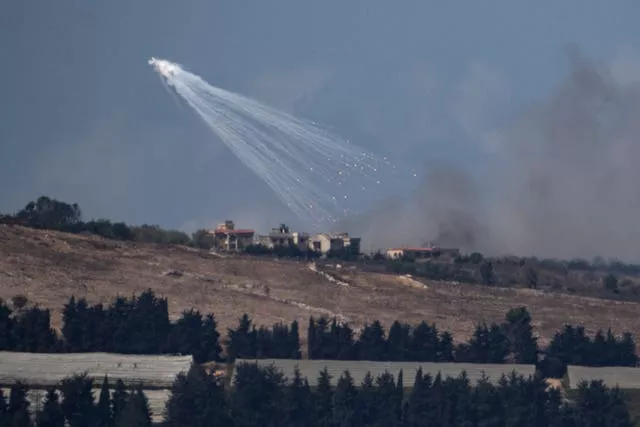 Israeli shelling hit an area in southern Lebanon as seen from northern Israel