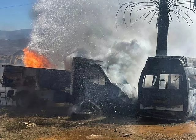 A burning lorry