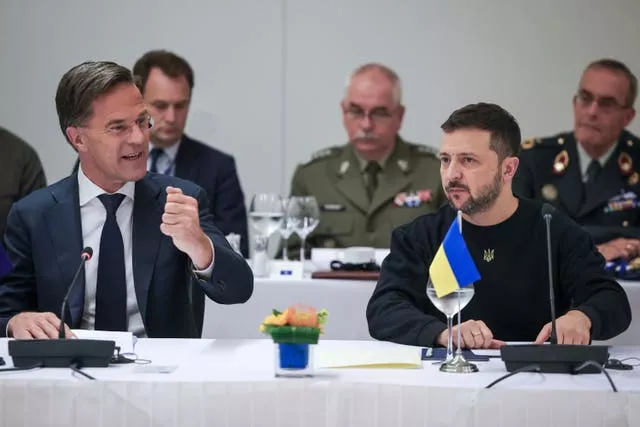 Nato secretary-general Mark Rutte, left, with Ukraine’s President Volodymyr Zelensky