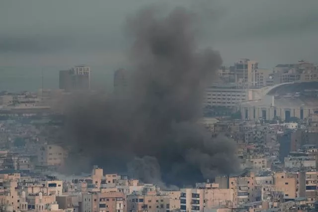 Smoke rises from Israeli air strikes in Beirut’s southern suburbs 