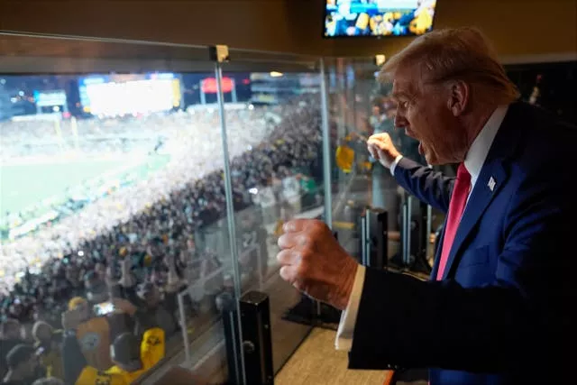 Donald Trump at a baseball game