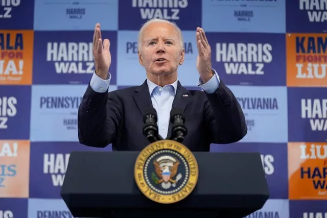 President Joe Biden speaks at an election campaign event 