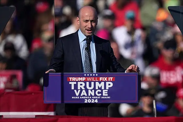 Stephen Miller speaking at a campaign rally for Donald Trump