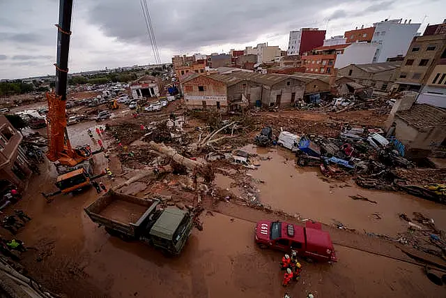 Cars in flooded roads in eastern Spain