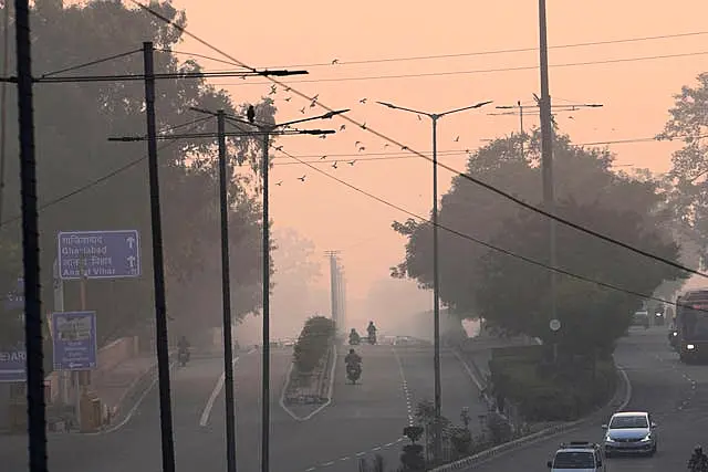 Smog above a city street