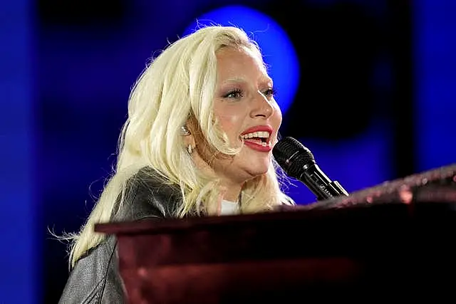 Lady Gaga performs during a campaign rally for Democratic presidential nominee Vice President Kamala Harris outside the Philadelphia Museum of Art, Monday, Nov. 4, 2024, in Philadelphia.