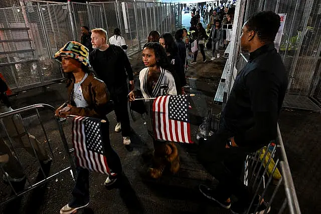 Attendees leave Democratic presidential nominee vice president Kamala Harris’s election night watch party in Washington DC