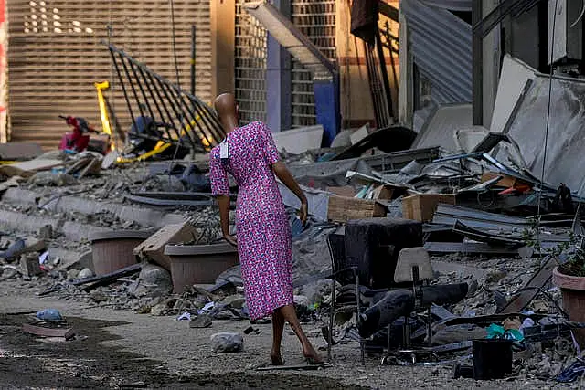 A mannequin stands at the site of an Israeli airstrike in Dahiyeh