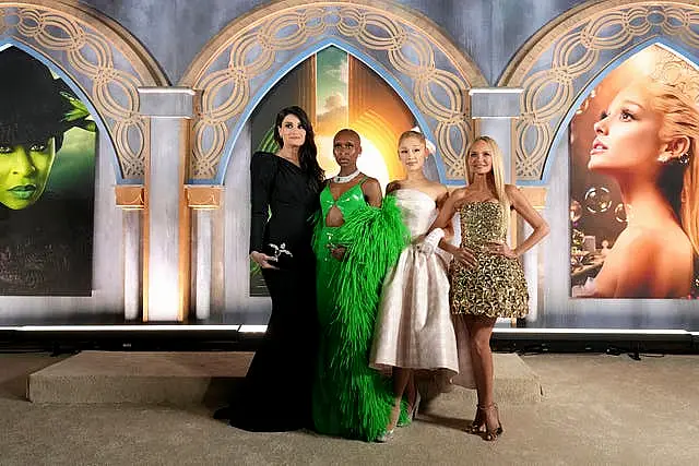 Idina Menzel, Cynthia Erivo, Ariana Grande, and Kristin Chenoweth at the premiere of Wicked