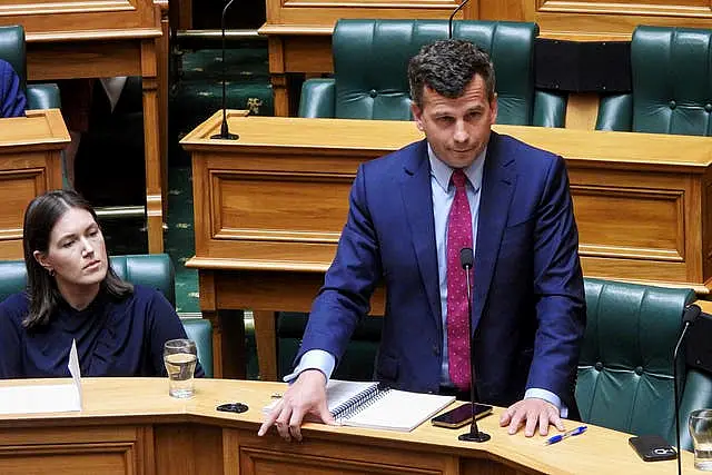 Party leader David Seymour stands during the first debate on the Treaty Principles Bill in parliament in Wellington, New Zealand