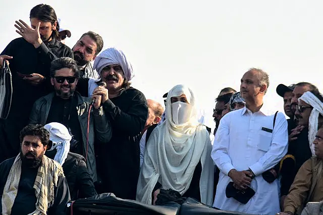 Bushra Bibi with leaders of Khan’s party