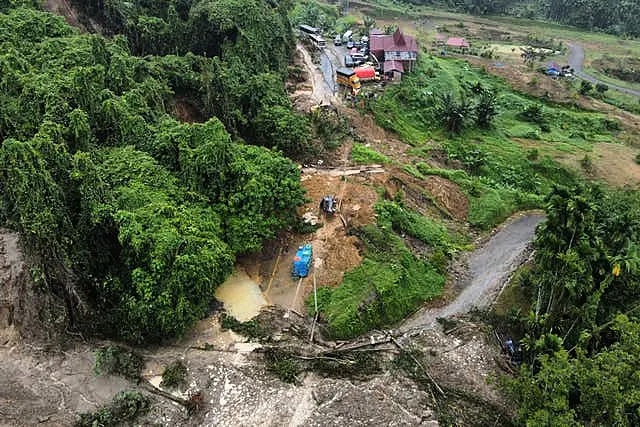 Overhead shot of devastation caused by a landslide